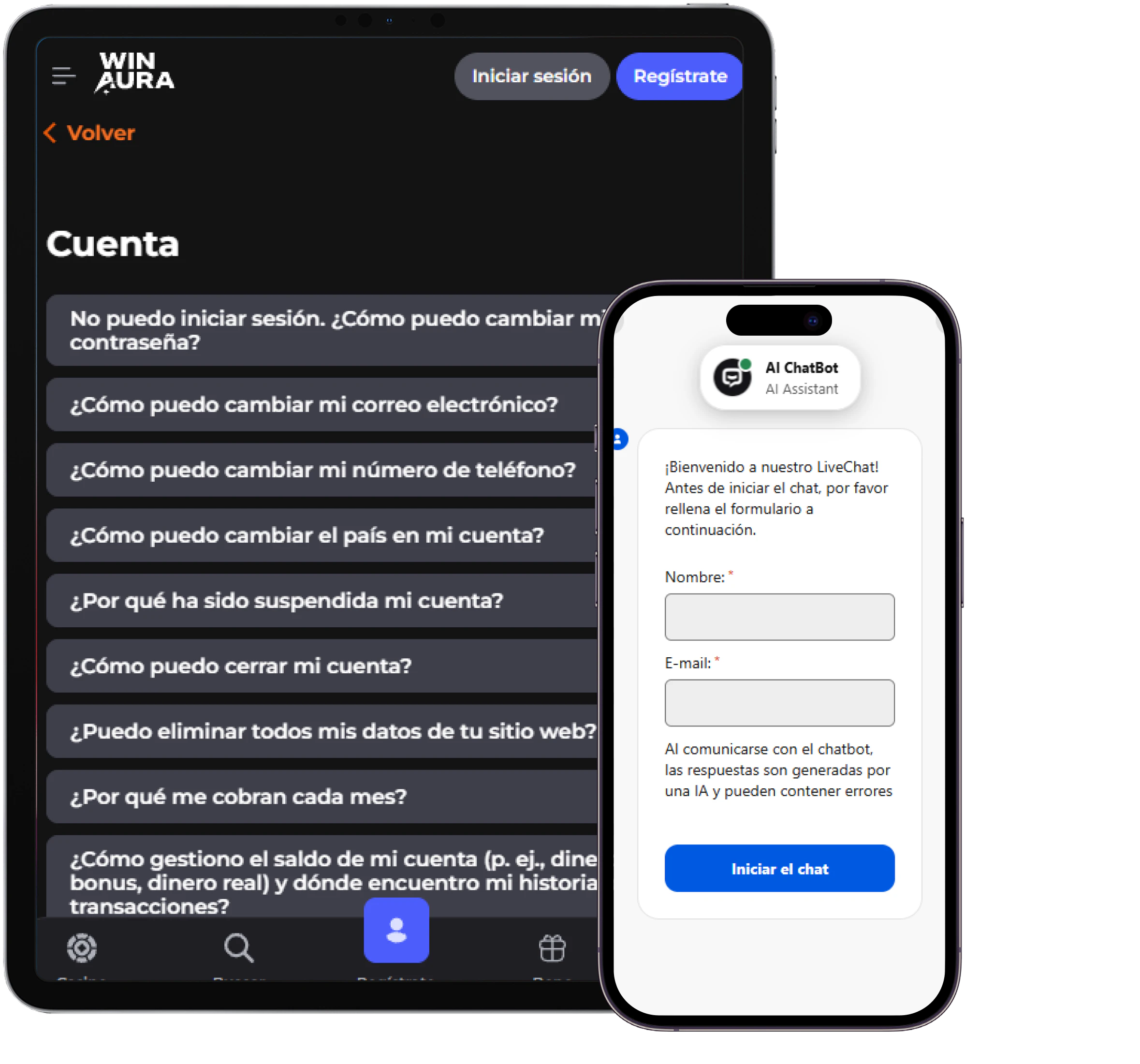 Winaura Casino centro de ayuda y chat en vivo