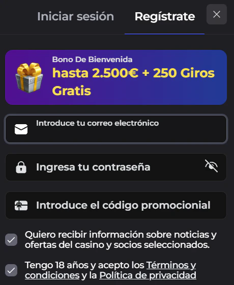 Winaura Casino registro e inicio de sesión